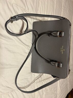 kate spade Gray Pebbled Leather Satchel with Dual Straps